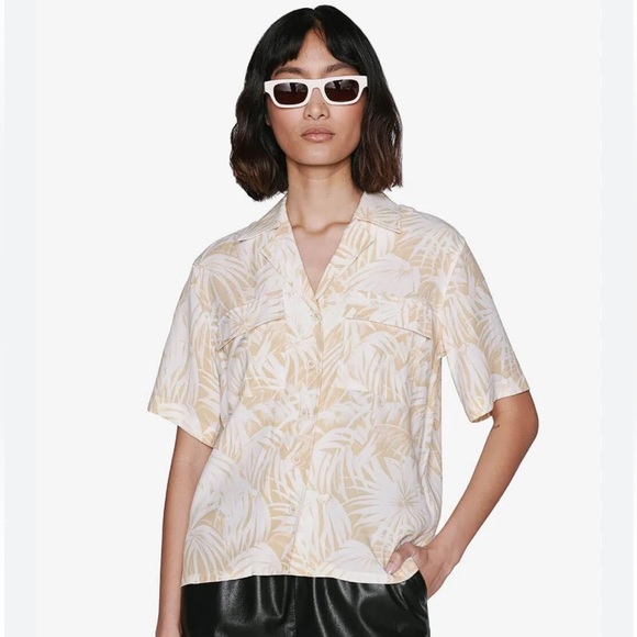 Anine Bing Tops - Anine Bing Hawaiian Print Viscose Rayon Short Sleeve Button Austin Top Sz. S
